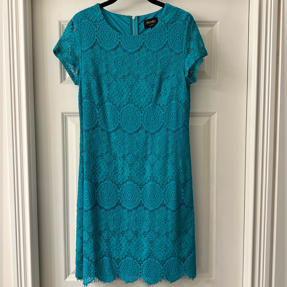 Teal lace dress